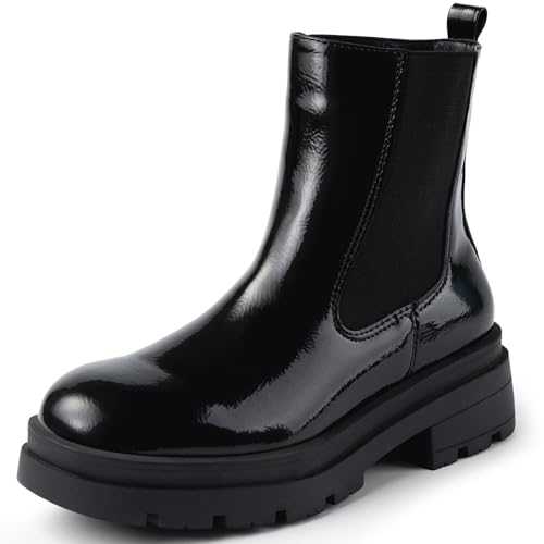 Harvest Land Women's Chelsea Ankle Boots Mid Calf Side Elastic Platform Chunky Slip on Fall Winter Booties