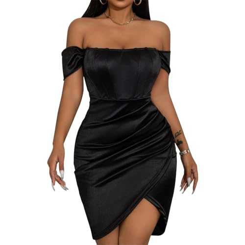 AOWVUTS Womens Sexy Mini Dress Off Shoulder Sleeveless Dresses Casual Ruched Bodycon Party Dress Elegant Wrap Prom Dress Summer Fishbone Cocktail Dress Y2K Slim Fit Short Dress Club Evening Dress