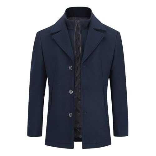YOUTHUP Mens Wool Coat with Gilet, #1953 Blue, M