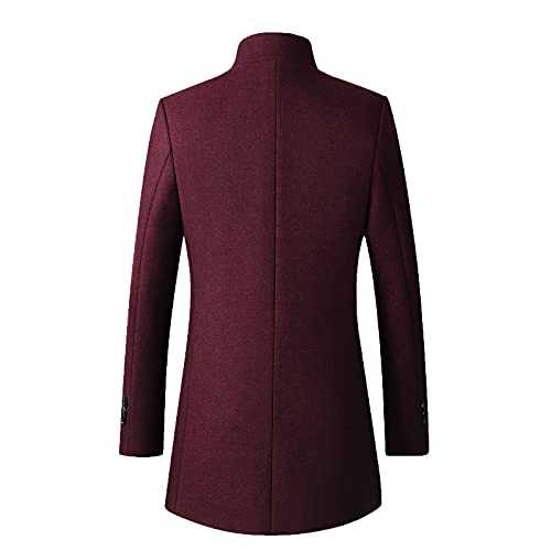 KINKOCCL Mens Wool Coats Slim-Fit Wool Trench Coat with Hood Double Breasted Wool Blend Pea Coat Wool Overcoat Full Length Double Breasted Long Pea Coat