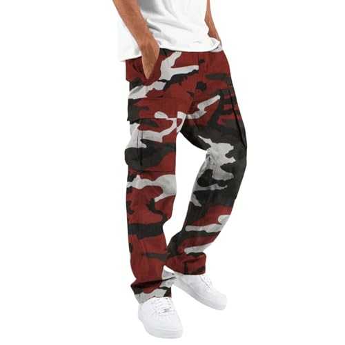 Cargo Trousers For Men Camo Cargo Joggers Loose Fit Lightweight Army Combat Trousers Camouflage Military Tactical Work Trousers With Pockets Casual Sports Trousers Jogger Printed Tracksuit Bottoms