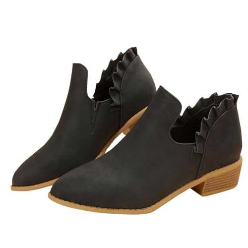 Women's Ankle Boots Square Heel Pointed Toe Nubuck Chelsea Short Boots British Vintage Elegant Low Zip Fashion Boots Shoes