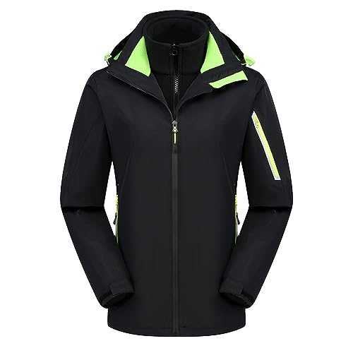 Zeiayuas Waterproof Jacket Fleece Lining Women Trench Coats Waterproof Windbreak Riancoats Pocket Outdoor Hiking Walking Jacket Fall Winter Rainjacket Plus Size 3 In 1 Windproof Windbreaker