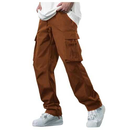 TOPJIAO Mens Work Trousers Men Pants Combat Ripstop Trousers with Multi-Pockets Men's Baggy Trousers Military Trousers Football Training Pants Summer Trousers for Men UK
