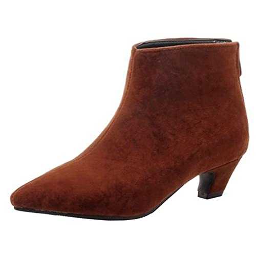 Mo Joc Women Comfort Low Kitten Heels Ankle Boots with Pointed Toe