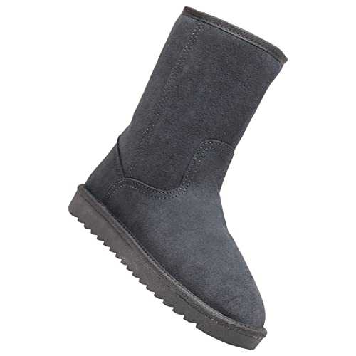 shenn Women Snow Boots Winter Warm Mid Calf Suede Leather Shoes