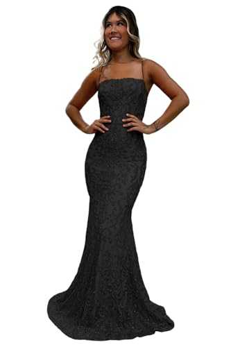 Amidin Sparkly Sequin Prom Dresses 2024 Long Lace Mermaid Evening Dress for Formal Gown with Slit