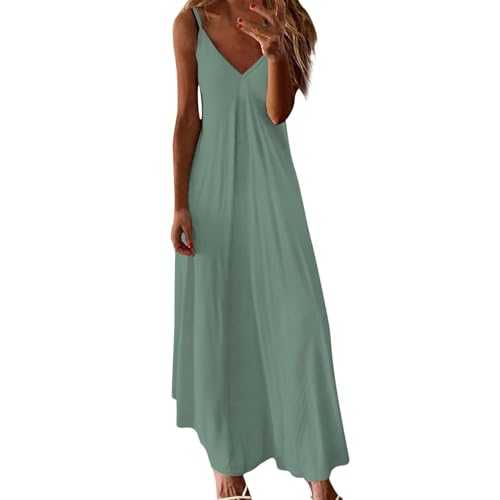HOOUDO Womens Summer Maxi Dresses Strappy Boho Floral Dresses V Neck Casual Sleeveless Tank Dress Beach Cover Ups Bohemian Flowy Long Sundress for Ladies