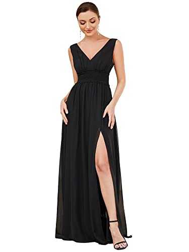 Ever-Pretty Women's Bright V Neck Sleeveless Tulle Floor Length Slit Evening Dresses ES01405