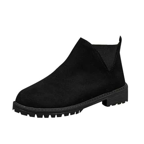 Ankle Boots for Women UK Sale Winter Booties for Ladies Wide Calf Solid Suede Booties Snow Booties Square Toe Chunky Heel Boots Walking Booties Western Cowboy Boot Plus Size 3.5-7.5