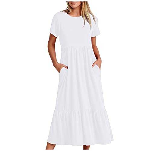 Women's Short Sleeve Summer Dresses, Loose Casual Comfortable Dress New Ladies 2024 Dresses
