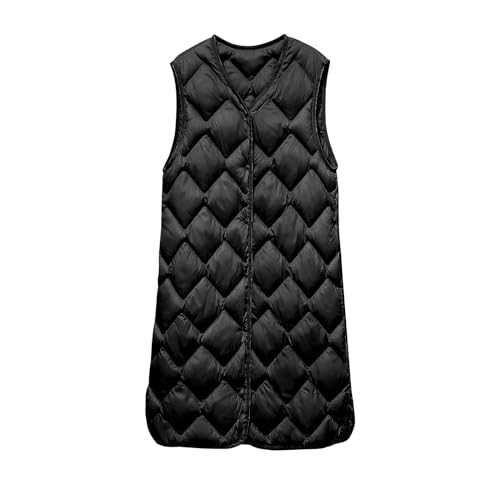 HAOLEI Longline Gilet Womens UK Sale Clearance,Quilted Coat Ladies Outerwear Gilets and Body Warmers Padded V Neck Winter Vest Down Jacket Warm Puffer Jacket Lightweight Waistcoat Cardigan Jackets