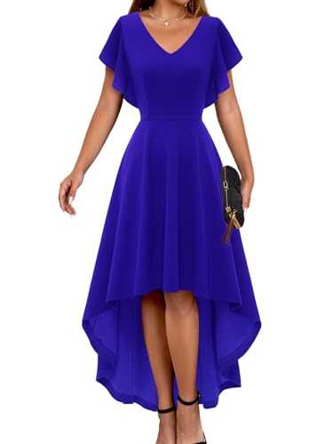 DRESSTELLS Formal Wedding Guest Dress for Church, Modest Prom High Low Dress, Women Cocktail Evening Party Midi Dress