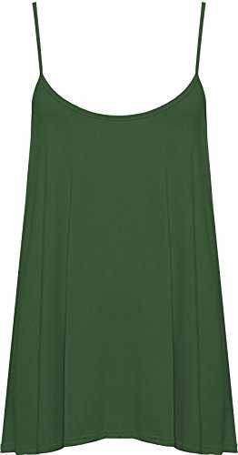 WearAll Plus Size Womens Plain Strappy Sleeveless Ladies Swing Cami Vest Top - 16-22