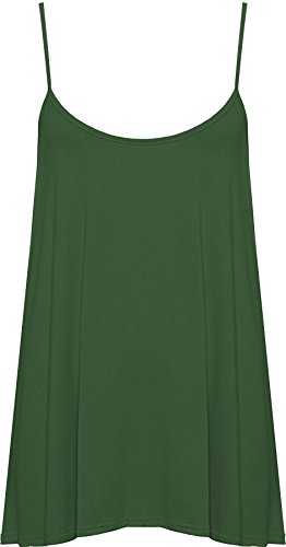 WearAll Plus Size Womens Plain Strappy Sleeveless Ladies Swing Cami Vest Top - 16-22