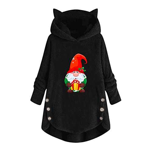 ANHATUIV Jackets for Women Uk Fluffy Hoodie Womens Sherpa Fleece Pullover Womens Cat Ear Cute Sweatshirt Fuzzy Teddy Bear Coat Winter Long Sleeve Tops 2024 Soft Warm Outerwear Lounge Wear with Pocket