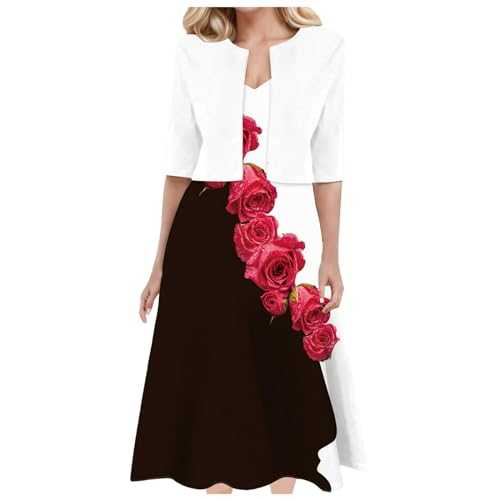Celucke Dresses for Women UK, Women Sleeveless Floral Graphic Printed Tank Dress and Short Sleeve Top Regular Casual Elegant Fit 2 Piece Set, Ruched Dresses for Women, Maxi Dresses for Women