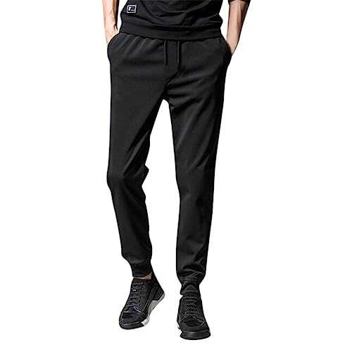 Men Smart Trousers Slim-Fit Lightweight Walking Outdoor Pants Solid Colors Summer Pants Casual Beach Trousers with Draw Cord Straight Legs Trousers Tracksuit Bottoms with Elastic Waist S-5Xl