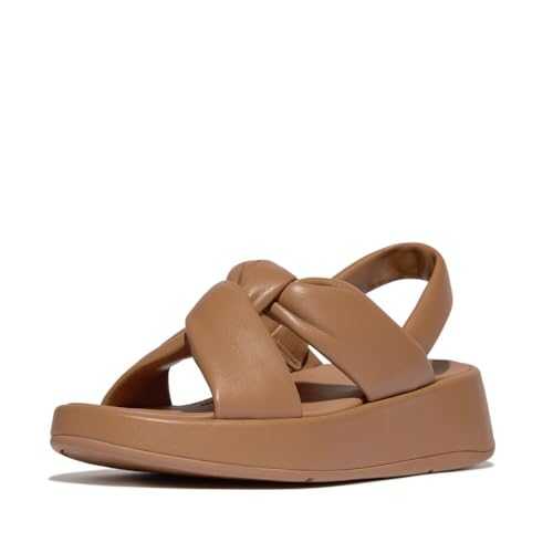 Women's F-Mode Knot Soft-Leather Flatform B/Strap Sandals Wedge