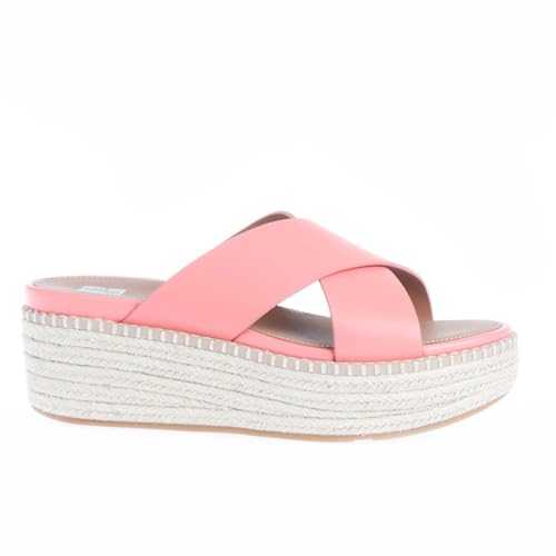 Women's Fit Flop Eloise Espadrille Wedge Cross Slide Sandals in Pink