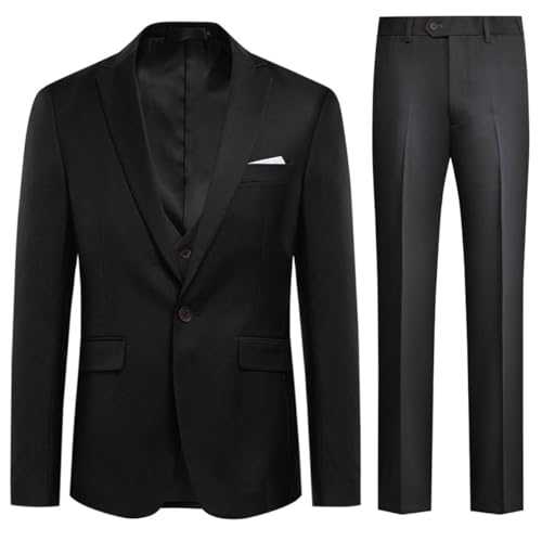 Allthemen Mens Suits 3 Piece Slim Fit Wedding Tuxedo Suit for Men One Button Formal Suit Blazer Jackets Waistcoat Trousers