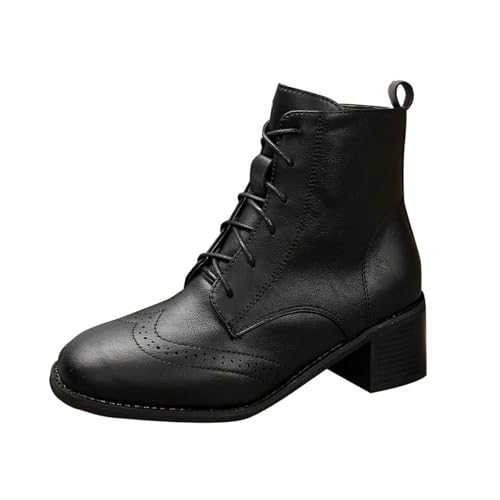 Ankle Boots for Women Sale Zipper Lace Up Booties Square Toe Wedge Heel Boot Solid Round Toe Ladies Boot Leather Booties Waterproof Walking Booties Womens Western Boot Plus Size 3-7.5