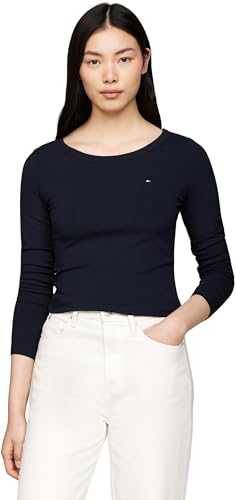 Tommy Hilfiger Women’s Long Sleeve Round Neck Slim Fit Top