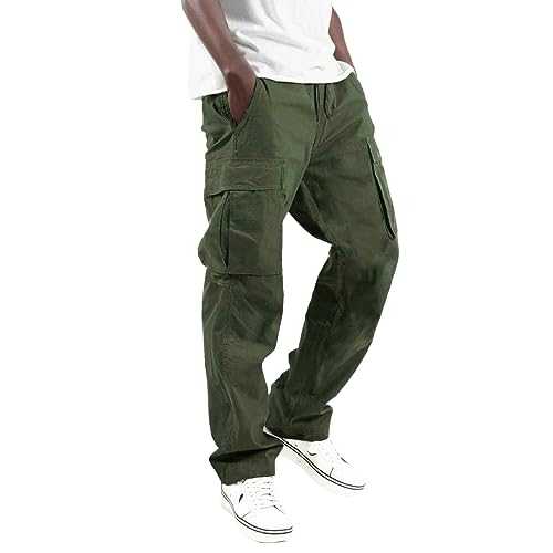 TOPJIAO Mens Casual Cargo Work Trousers Work Clothes for Men Waist Extender for Trousers Elastic Waist Trousers Men Military Trousers Cargo Joggers Men Summer Work Trousers Men