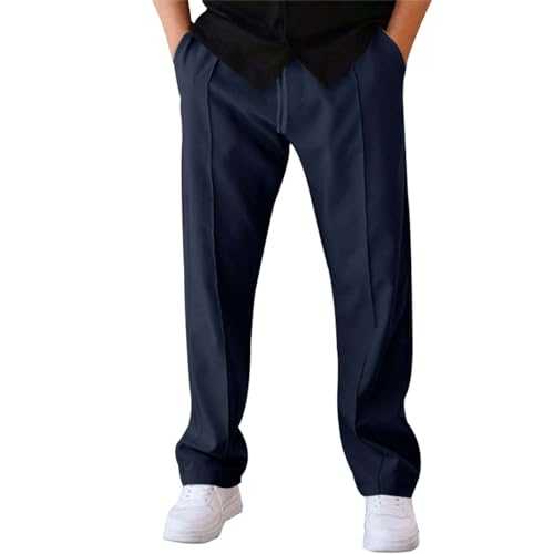 Open Hem Tracksuit Bottoms Mens/Mens Casual Trousers Elasticated Waist Drawstring | Wide Leg Trousers Straight Fit Jogging Plain Colors Training Pants Outdoor Sweatpants for Men UK