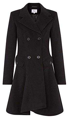 De la Crème Women's Wool & Cashmere Jacket Ladies Winter Double Breasted Flary Coat