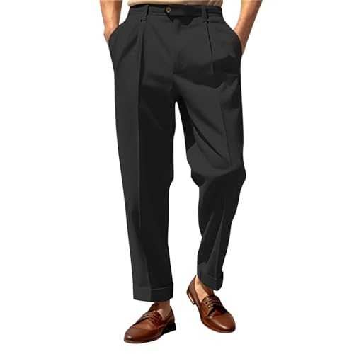 Business Trousers Men's Plain Straight Leg Business Suit Trousers for Men Classic Casual Trousers Lightweight Men's Trousers Four Seasons Premium Straight Leg Suit Trousers
