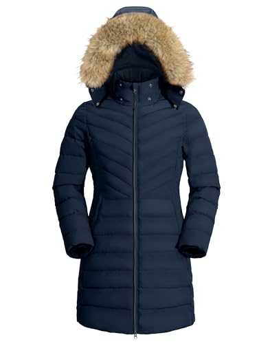 Pioneer Camp Women's Winter Coats Warm Thicken Long Puffer Jacket Waterproof Quilted Parka with Removable Faux Fur Hood