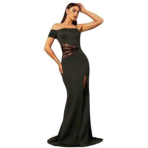 Lin Lin Q Women’s Formal One Shoulder Backless Prom Maxi Split Dress, Strap Cut Out Mermaid Gown