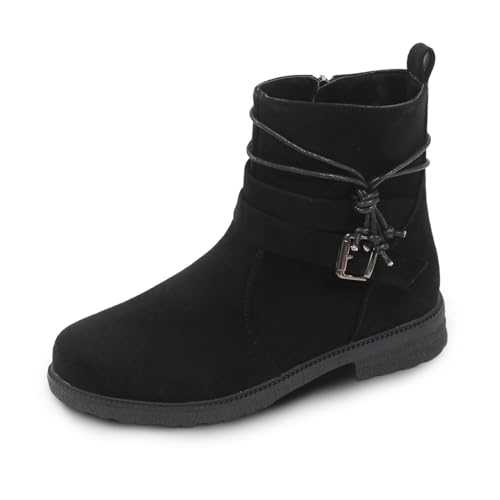 WOFANLULY Women's Ankle Boots, Low Heel Comfy Ladies Boots Classic Slip On Chelsea Zipper Winter Shoes