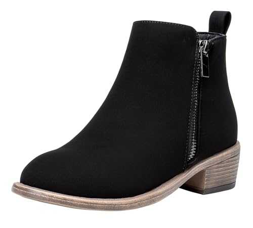 Jeossy Women's Ankle Boots, Classic Low Heeled Short Booties, Casual Comfortable Boots, Black Nubuck-905, 7 UK