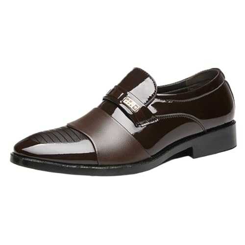 UOPYNE Dress Oxford Formal Shoes for Men's Italian Leather Tuxedo Slip-on Breathable Business Tuxedo Wedding Slip Resistant Block Heel Anti-Slip Rubber Sole Formal