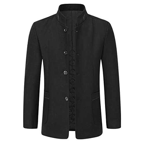YOUTHUP Mens Coats Regular Fit Short Winter Wool Coat Casual Trench Peacoat Outerwear