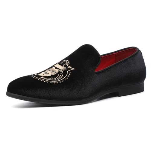 ottspu Men's Fashion Formal Tuxedo Slip on Loafer Velvet Dress Shoes