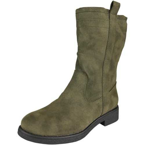 Ladies Faux Fur Lined Zip Boots Mid-Calf Faux Suede Winter Casual Comfy Shoes Sizes 3-8