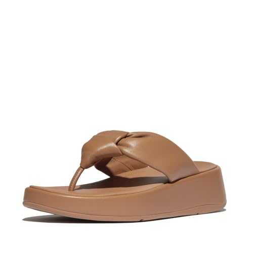 Women's F-Mode Knot Soft-Leather Flatform Toe-Post Sandals Wedge