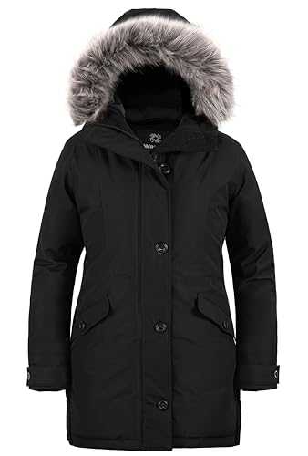 Wantdo Women's Plus Size Winter Coat Warm Long Puffer Jacket Classic Water-Repellent Thicken Parka with Removable Fur Hood