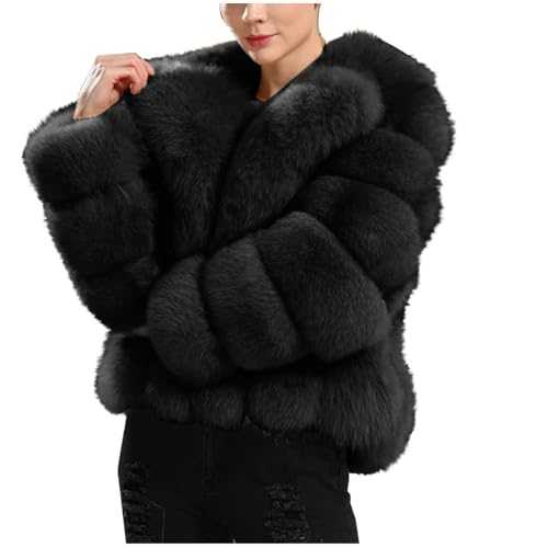 FGVFCS Womens Faux Fur Coat Winter Warm Jackets Long Sleeve Crew neck Open Front Outwear Plush Warm Cardigan Fluffy Overcoats Soft Outdoor Thermal Thick Velvet Coats Jacket