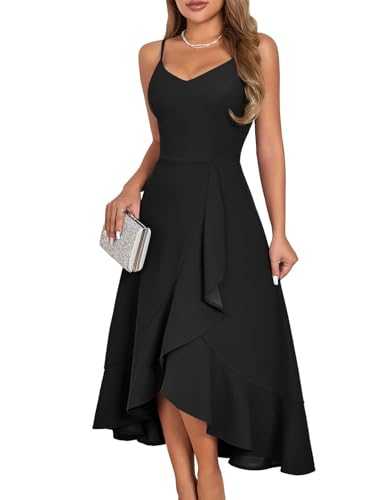 DRESSTELLS Women's Cocktail Dress, Formal Wedding Guest Dress, Ruffle Bridesmaid Dresses