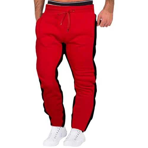 Joggers for Men UK Small Foot Jogging Pants Color Block Sport Pants Boys Lightweight Bottoms Trendy Cute Loungwear Basic Walking Jogger Lightweight High Waist Tracksuit Hiking Trousers