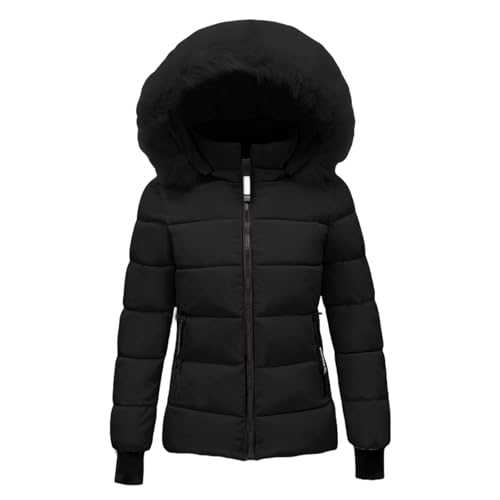Womens Long Coat Autumn Jackets for Women UK Women's Hooded Warm Winter Coat Quilted Thicken Puffer Jacket Winter Cotton Jacket with Hood Waist Plush Teddy Bear Coats for Women Teddy Jacket Women