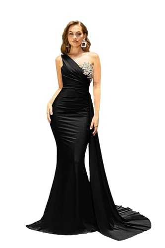 One Shoulder Mermaid Bridesmaid Dresses for Wedding Long Satin Bodycon Prom Formal Evening Party Gowns