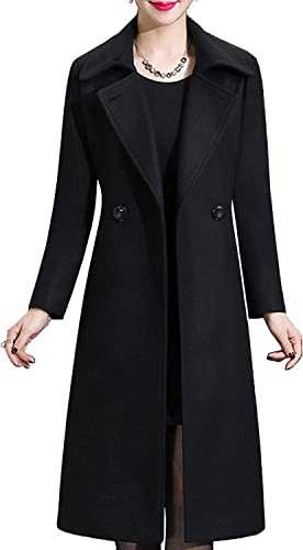 Lazutom Women's Winter Warm Wool Blend Mid-Length Coat Notched Lapel Double Breasted Elegant Pea Coat Jackets