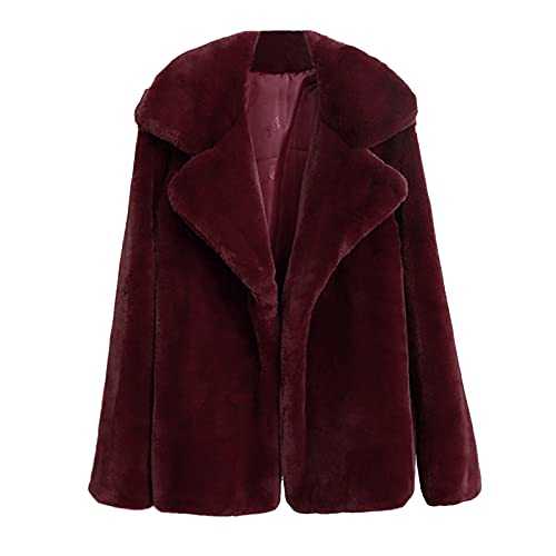 Faux Fur Jacket for Women UK Sale Clearance,Plus Size Shaggy Short Fleece Coats,Winter Warm Fluffy Outerwear,Casual Teddy Jacket Ladies,Stylish Solid Color Long Sleeved Hoodie Cardigan