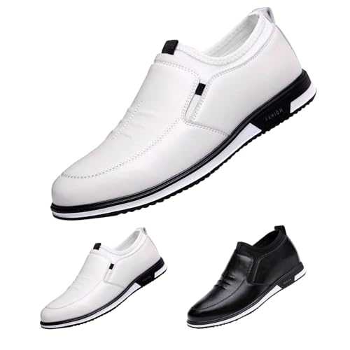 Men's Casual Dress Loafers Fashion Pointed Toe Casual Breathable Classic Business Formal Oxfords Leather Shoes, Slip-Resistant Sneaker with Comfortable Business, Party Wedding