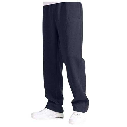 Mens Joggers Bottoms Open Hem Sweatpants Casual Elasticated Waist Trousers Straight Leg Baggy Cargo Joggers with Pockets Drawstring Tracksuit Bottoms for Gym Workout
